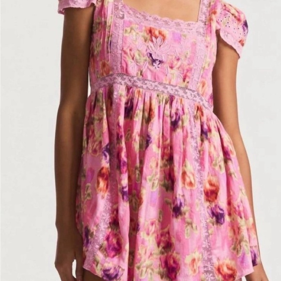 NEW With Tags Loveshack Fancy Nutmeg Dress Wild Pink Rose Size 00 - Picture 3 of 7